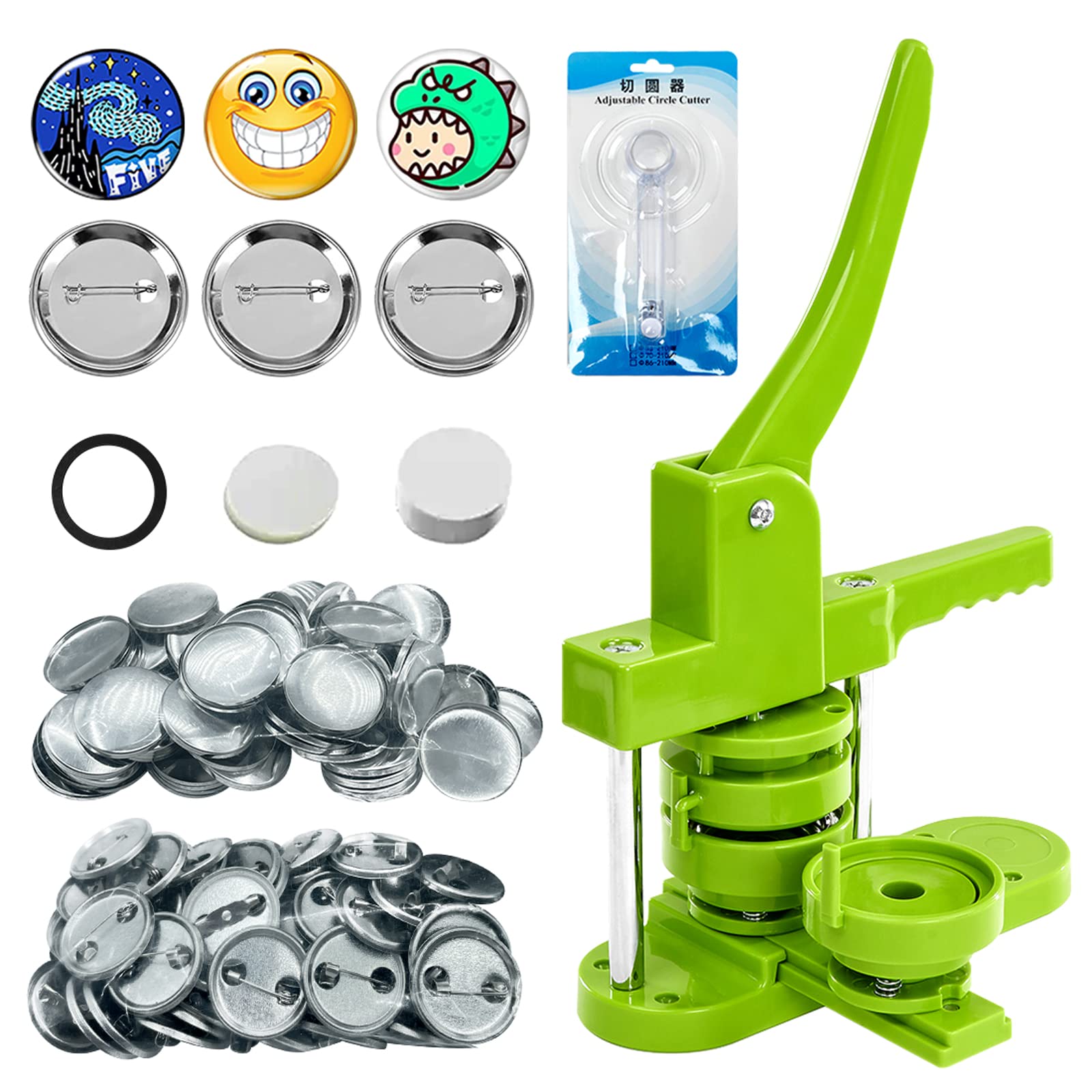 Button Maker Machine 75mm with Badge Pin Supplie Kit, 3-inch Pins Press Buttons Making with Blank Round Button Parts Metal Pin B