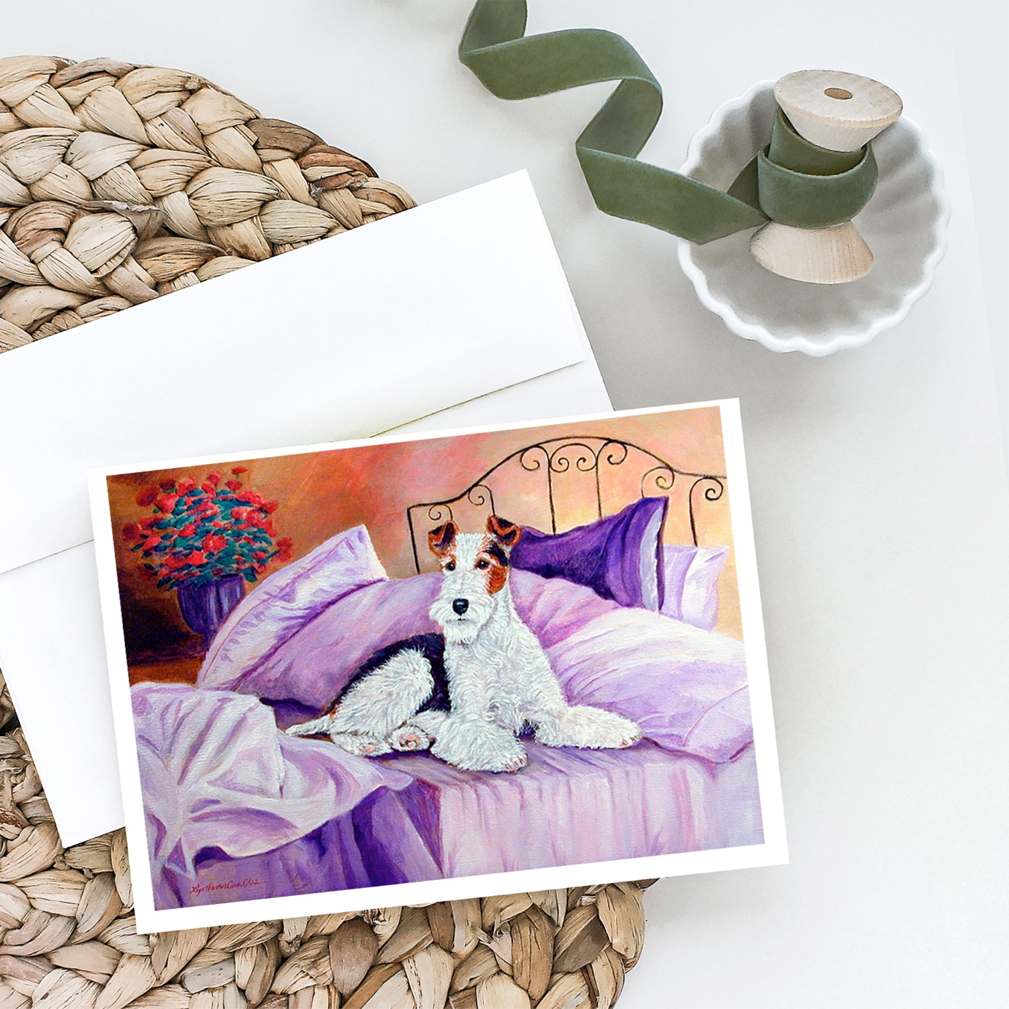 Fox Terrier Waiting On Mom Greeting Cards And Envelopes Pack Of 8