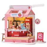 Wowood DIY Mini House Building Miniature Kit Milkbox, Miniature Lifestyle Bookshelf Decoration, Cute Craft Kits for Women or Gir