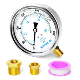 MEANLIN MEASURE 0~300Psi Stainless Steel 1/4 NPT 4 FACE DIAL Liquid Filled Pressure Gauge WOG Water Oil Air Lower Mount, with 1/