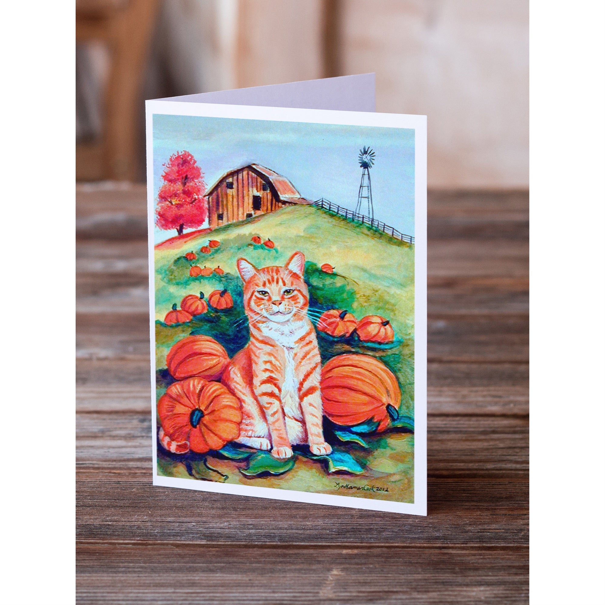 Tabby Cat In Pumpins Greeting Cards And Envelopes Pack Of 8