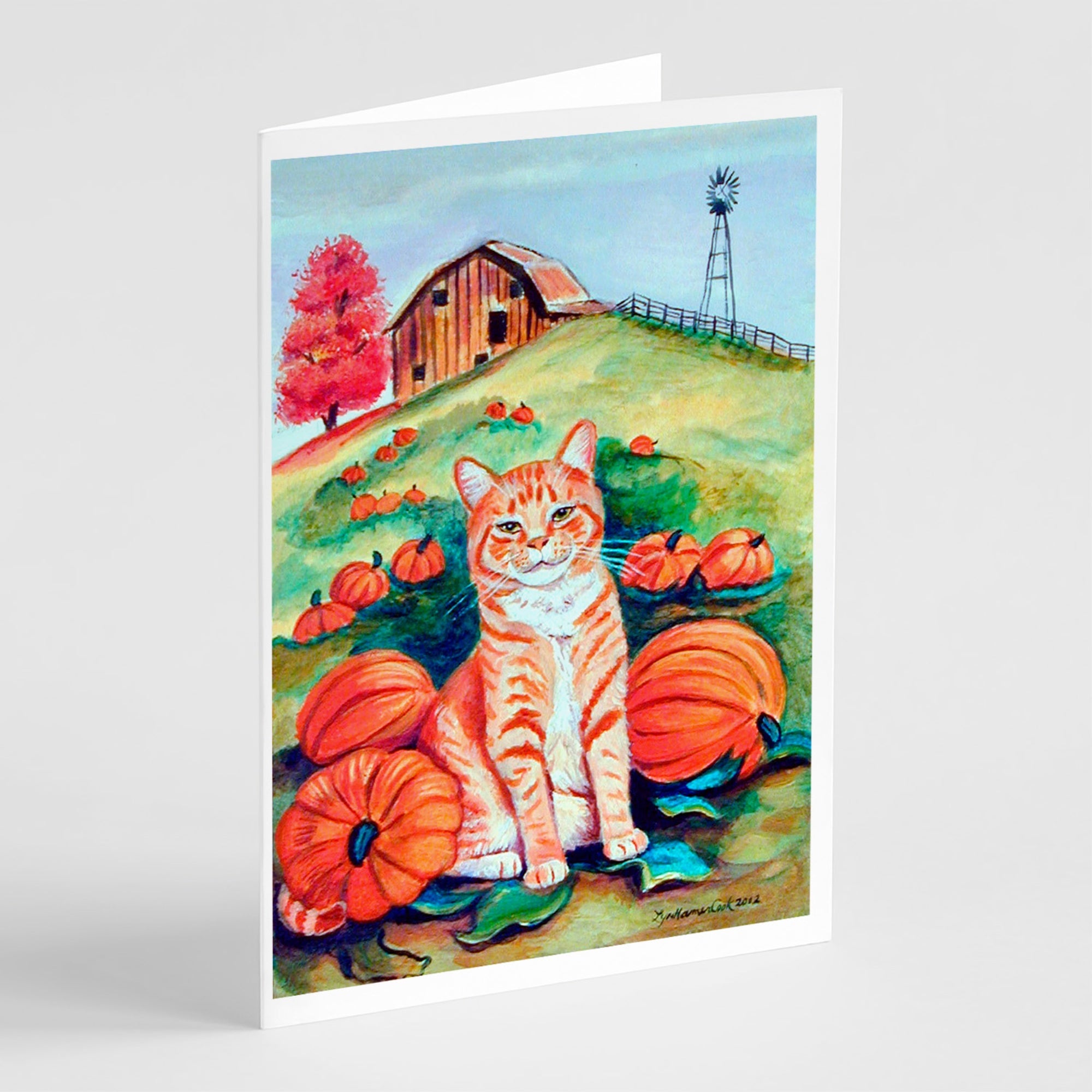Tabby Cat In Pumpins Greeting Cards And Envelopes Pack Of 8