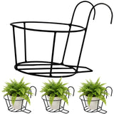 Pivalo Round Hanging Flower Pot Holder Heavy Duty Railing Hanger Terrace Plant Basket Stand For Balcony Garden And Decor (Pot No