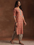 Libas Women'S Pure Cotton Kurta Set (366130R Rust M