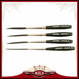 Set of 4 Sizes 002 Series BobboMack Super Quad 4 Action Scroll Pinstriper Brushes Blue Squirrel & Black Synthetic Hair