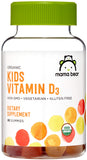Amazon Brand - Mama Bear Organic Kids Vitamin D3 25 mcg (1000 IU) Gummies per serving, Bone and Immune Health, Strawberry, 80 Co