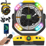 RUNTOP 20000mAh Oscillation Camping Fan, Remote Control Rechargeable Battery Operated Outdoor Tent Fan w/Hanging Hook, Portable 