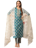 Gosriki Women'S Cotton Blend Printed Straight Kurta With Pant & Dupatta (Kai Green-Gs_L_Green_Large),Green,,B0D2NC5291
