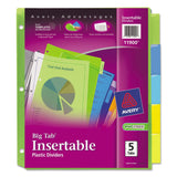 Avery 11900 Insertable Tab Dividers, Plastic, 5-Tab, Multi