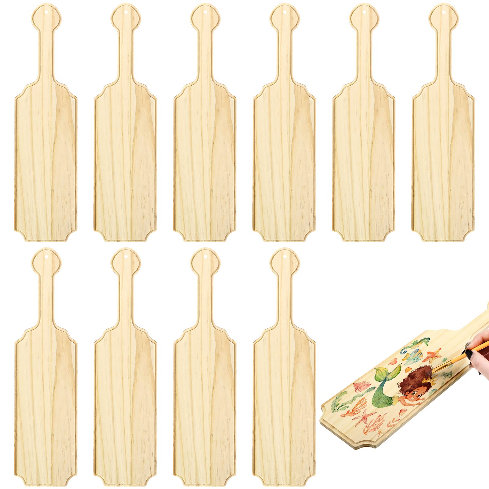 Gerrii 10 Pcs 15 Inch Unfinished Wooden Paddle for Sorority Greek Fraternity Solid Pine Wooden Frat Paddle Natural Color Art Cra