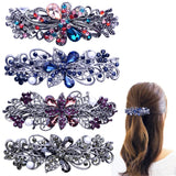 4 PCS Hair Barrettes for Women Ladies, Flower Crystal Rhinestones Barrettes Pearl Spring Hair Clip Accessories Women Fashion Pon