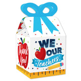 Big Dot of Happiness Thank You Teachers Square Favor Gift Boxes Teacher Appreciation Bow Boxes Set of 12