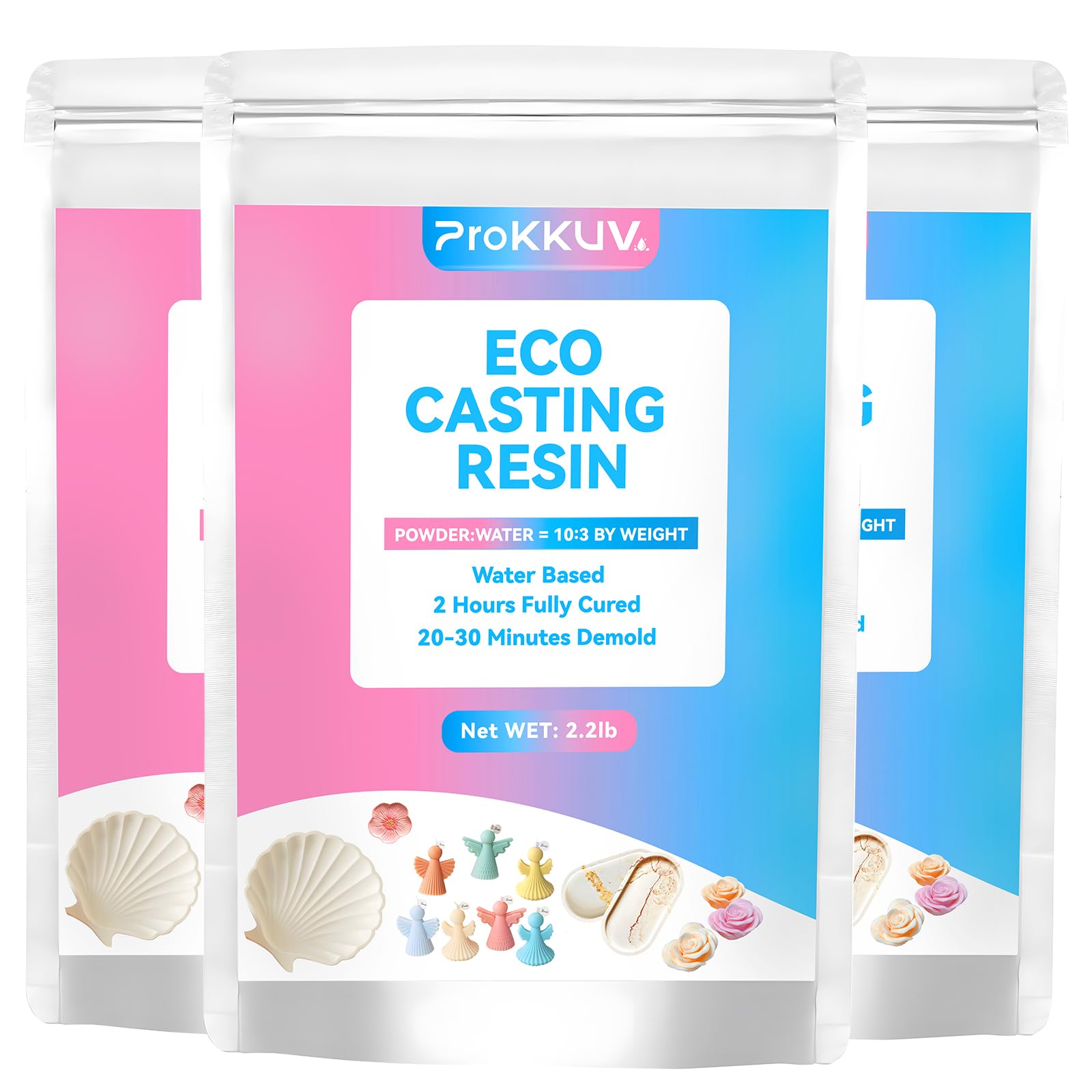ProKKUV Resin Casting Powder 3000G(6.6lb), 20-30 Minutes Demold Fast Curing Casting Kit for Beginners, Plaster Powder, Easy for 