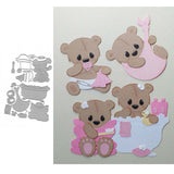 Bathtub&Baby Bear Embossing Metal Cutting Die Cuts, Bathtub&Baby Bear Embossing Stencils Diy Crafts Cards Cutting Dies Cuts For 