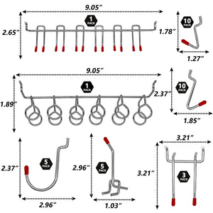 114 pcs Pegboard Hooks Assortment with Metal Hooks Sets, Pegboard Bins, Peg Locks for Organizing Storage System Tools