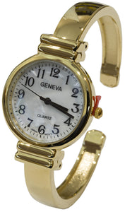 New Gold Geneva Metal Band Slim Case Women's Bangle Cuff Watch
