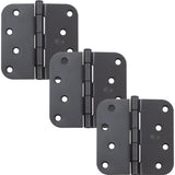 Stone Harbor Hardware 4 Door Hinges, 5/8 Radius Corner, Matte Black, 3-Pack