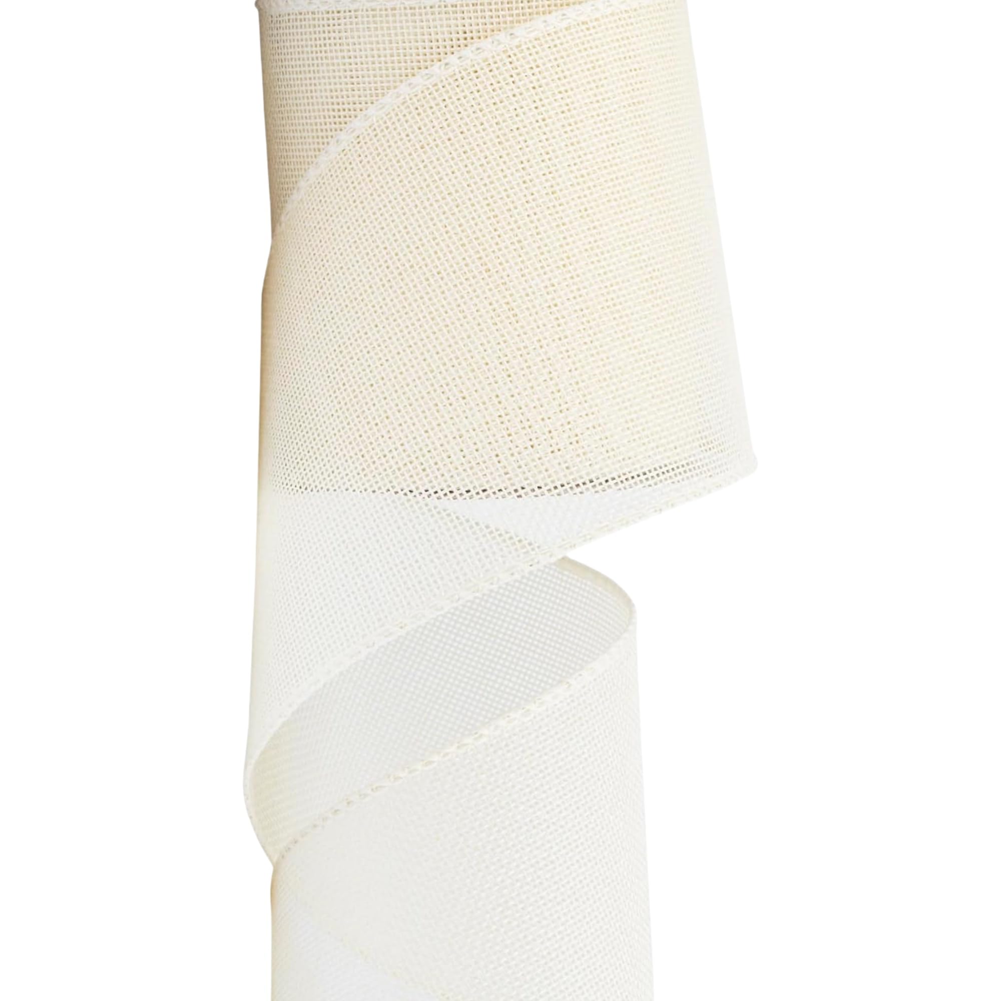 Burlap Wired Ribbon, 10 Yards, Natural Color, for Christmas Decor, Wreaths, Wedding, Gift Wrapping (Cream, 4 Inch x10 Yards)