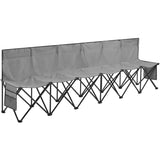 Yaheetech 6 Seats Foldable Sideline Bench for Sports Team Portable Camping Folding Bench Chairs with Carry Bag, Gray