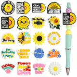20 PCS Silicone Focal Beads for Pens Sunflower Silicone Bead for Keychain Making Beads Bulk for Jewelry Making Bracelet Necklace
