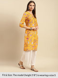Rangita Yellow Cotton Knee Length Printed Straight Kurti For Women | Kurta For Women_4Xl Yellow 4Xl 636581599886G
