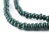 The Bead Chest Dark Green Glass Donut Beads - 24 Inch Strand of Indonesian Rondelle Java Glass Beads for Crafts & Jewelry Making
