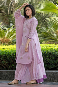Gosriki Women'S Rayon Blend Hand Block Printed Straight Kurta With Pant & Dupatta (Ragsri-Purple-Nw-Gs_L_Purple_Large),Purple,,B0D7SNDMVC