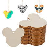 Tmflexe Mouse Head 30Pcs Unfinished Wooden Gift Ornaments DIY Craft Birthday Present-30Pack Paintable Blank Natural Mouse Head C