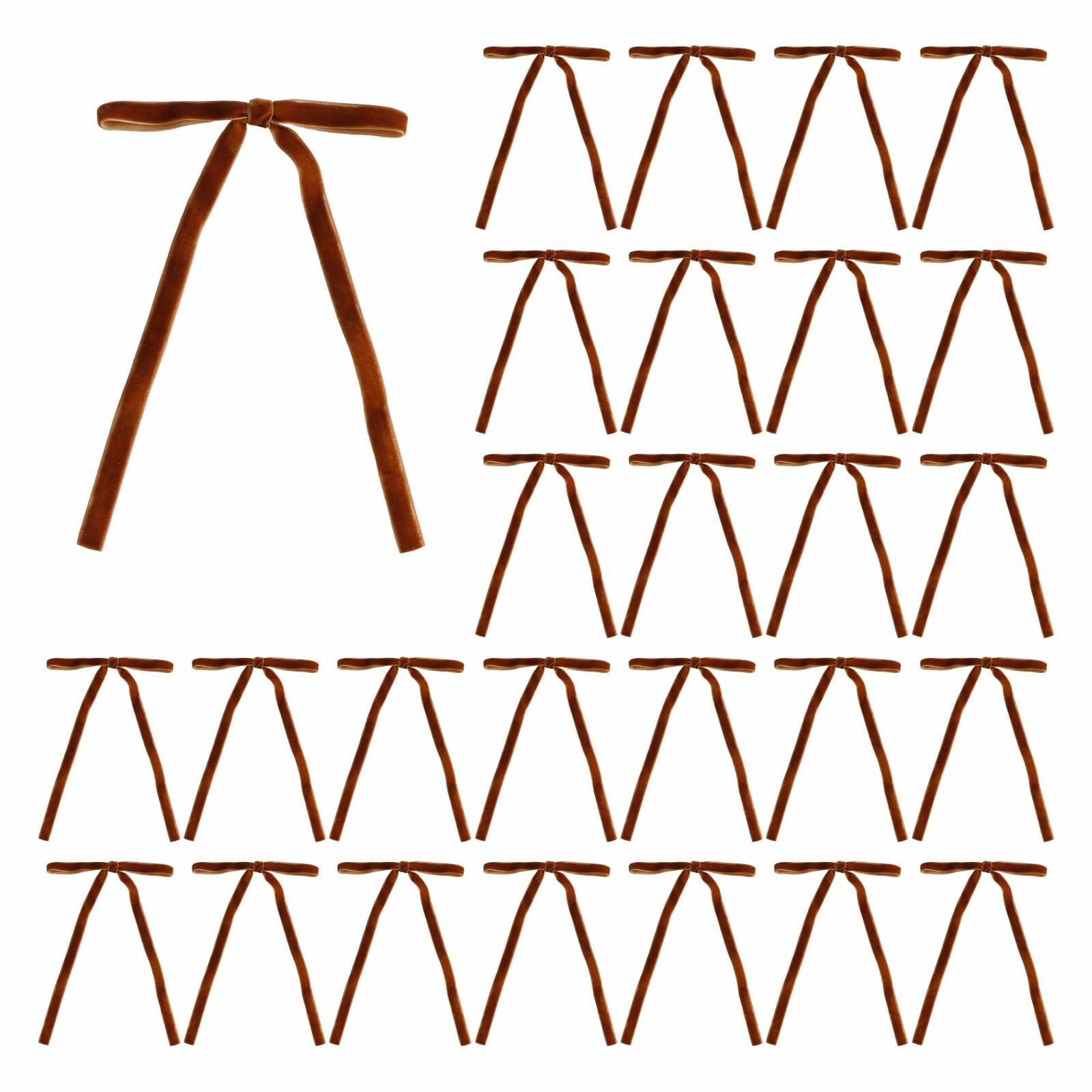 Meseey 30 Pcs Copper Velvet Christmas Bows 5 x 7 Inch Rustic Vintage Wedding Velvet Ribbon Gift Bows for Tree Wreath Garland Hom