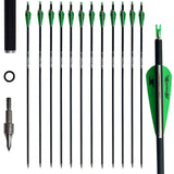 31inch Carbon Arrow Archery Targeting Practice Hunting Arrows for Compound & Recurve Bow with Removable Tips(Pack of 12) (Green 