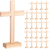 Suzile 20 Pcs Christian Wooden Crosses Centerpiece Bulk for Craft Easter Nativity Tabletop Standing Baptism Religious Church Cro