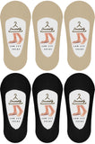Dressably Ultra Low Cut Liner Socks Women No Show Non Slip Hidden Invisible For Flats Boat (3 Beige & 3 Black, 6)