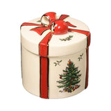 Spode Christmas Tree Gift Box Figurine - Holiday Trinket Holder, Tree Motif with Holly Accents, Seasonal Keepsake Box - 4-Inch E