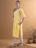 Libas Women'S Cotton Straight Kurta (8479Mj_Yellow Yellow S