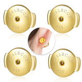 DELECOE 2-Pairs 925 Sterling Silver Earring Backs, 18K Gold Plated Secure Hypoallergenic Locking Earring Backs for Diamond Studs
