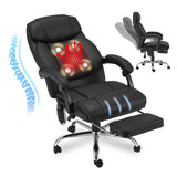 HOMREST Reclining Office Chair with 4-Point Massage and Heat, Executive Chair with Retractable Footrest, Ergonomic Home Computer