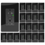 20A Black GFCI Outlet, TR & WR Ground Fault Protector with LED Indicator, Tamper & Weather Resistant GFI Electrical Receptacle, 