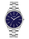 Timex Analog Watch For Man With Blue Round Dial & Silver Stainless Steel Bracelet Band Water Resistant Men'S Wrist Watches - Twt