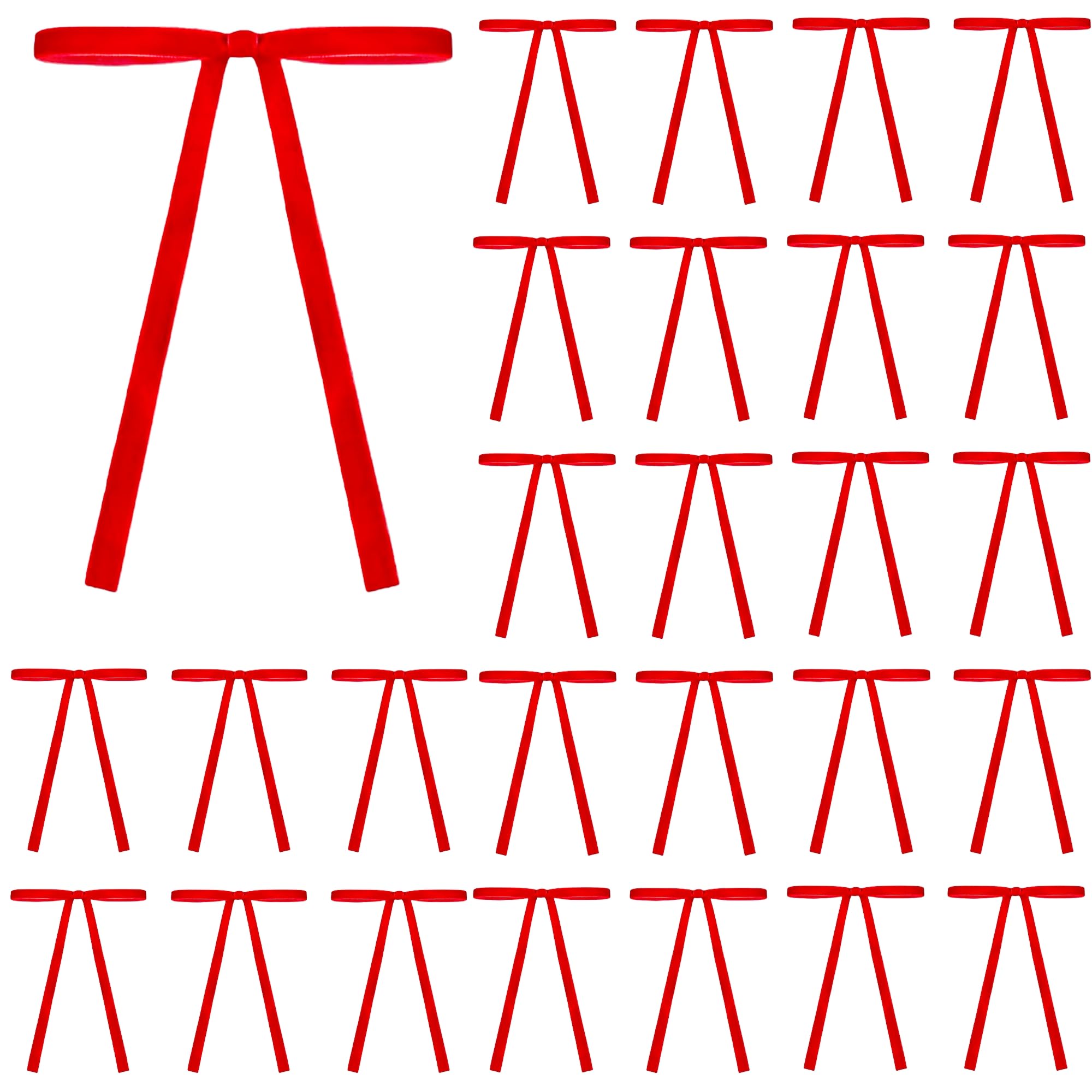 Meseey 30 Pcs Red Velvet Christmas Bows 5 x 7 Inch Rustic Vintage Wedding Velvet Ribbon Gift Bows for Tree Wreath Garland Home D