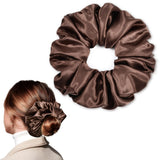CEELGON Dark Brown Big Satin Scrunchie6.5 Inches Jumbo Scrunchies Silky Hair Ties Oversized Ponytail Holderfor Thick Curly Hair 