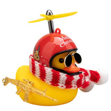 Wonuu Rubber Duck Car Decoration - Yellow Duck with Propeller, Helmet, Eyeglasses, Necklace & Double-Sided Tape - Cute Car Acces