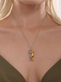 Couple Embrace Pendant Necklace Dual-Tone Stainless Steel Hugging Lovers Pendant 16.1''+1.9'' Chain, 8.5g