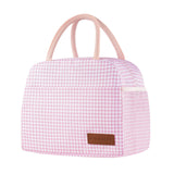 douyadady Lunch Bag Women/Men Lunch Box Women/Men (Pink+White Grid)