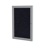 Ghent 24 x 36 1Door indoor Enclosed Recycled Rubber Bulletin Board, Shatter Resistant, with Lock, Satin Aluminum Frame,Confet