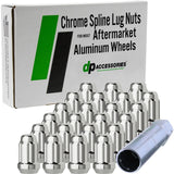 DPAccessories Chrome 1/2-20 Lug Nuts for Aftermarket Wheels - Closed End Spline Tuner - 34mm (1.35) Tall - Set of 23 - LCS3A2HC2