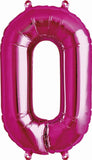 Number 0 Magenta Helium Foil Balloon 34 inch