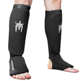 Meister Mma Elastic Cloth Shin & Instep Padded Guards (Pair) - Black - Large/X-Large -Like New