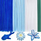 300Pieces Blue White Pipe Cleaners with 20Pieces Flower Stems, Pipe Cleaner Crafts for DIY Art and Craft Projects Creative Gift 