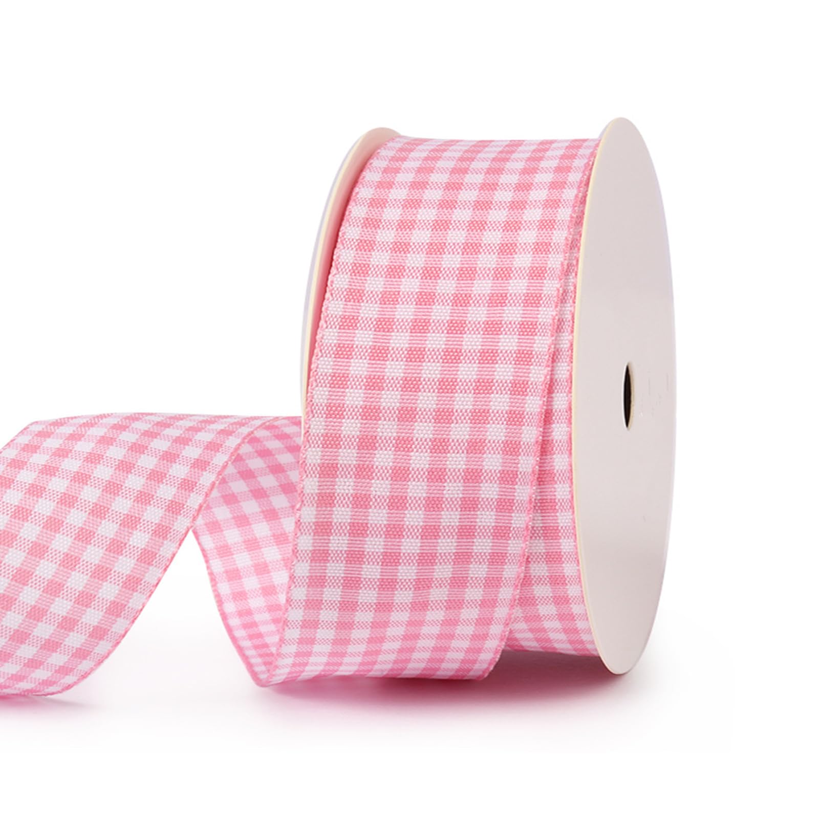Pink Plaid Ribbon Gingham Ribbon Check Ribbon 1.5 Inch 25 Yard Each Roll 100% Polyester Woven Edge for Crafts, Gift Packing, Wed