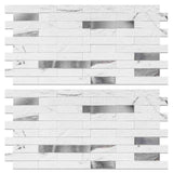 Koynsle Peel and Stick Backsplash Tile Waterproof Removable PVC Wall Sticker 3D Faux Stone Marble Brick White Accent Panels (Rou